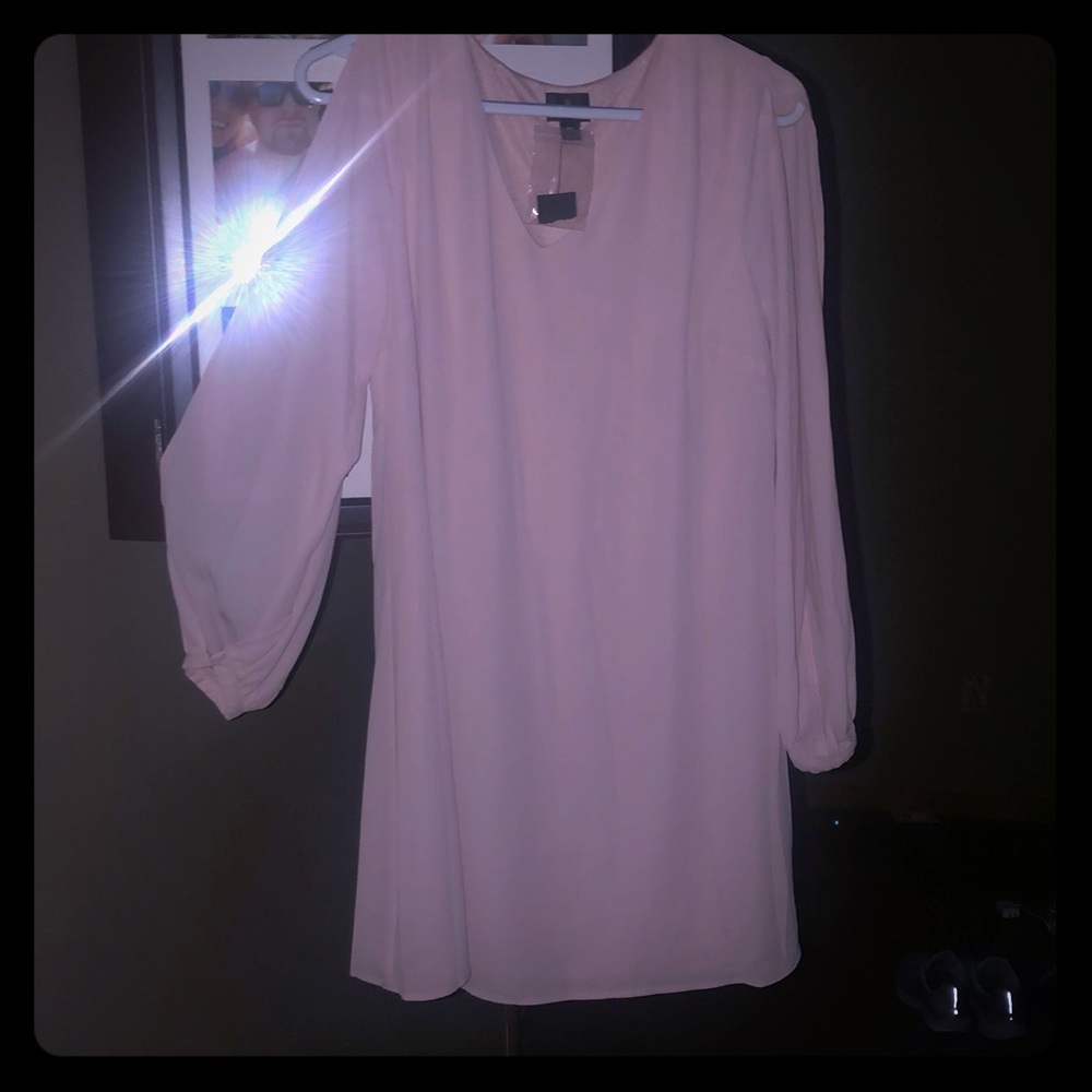 Light pink long sleeve (peep sleeves) dress